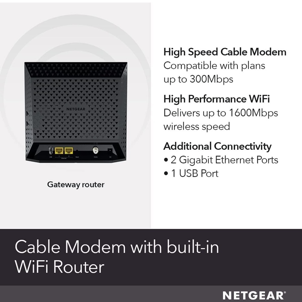 Netgear AC1600 WiFi Cable Modem Router - Picture 2 of 11